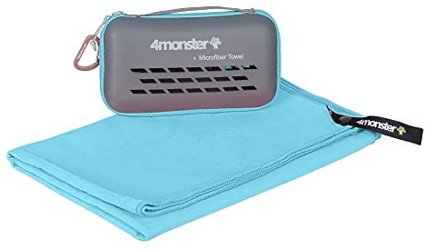 4Monster Mikrofaser-Reisehandtuch, schnelltrocknend, leicht, sehr weich, super saugfähig, kompaktes Camping-Handtuch für Sport, Fitnessstudio, Strand, Camping, Yoga, Lakeblue, XX-Large(180x90cm)