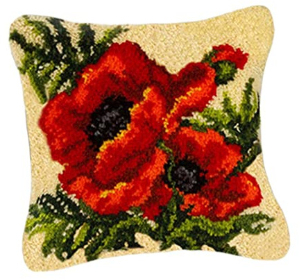 DIY Latch Hook Kits Cute Flowers Cushion DIY Craft for Beginner Adults, Flower 7