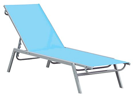 Outsunny Sonnenliege, modernes Design 1,7 x 0,58 x 0,97 m Rückenlehne, neigbar, Metall, Epoxid-Textilene, Lila