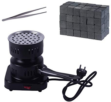 DIAMOND HOOKAH Premium Shisha Kohleanzünder elektrisch für Shisha Kohle + Zange + 1KG Kohle, Kohlenanzünder elektrisch - 450 Watt