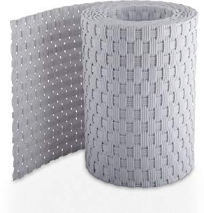 Mayaadi Home Sichtschutzstreifen Polyrattan Rolle Rattan Zaunfolie Sichtschutz Zaunblende Garten Mattenzaun Balkon Matte Einstabmattenzaun Länge 2,55 Meter Höhe 19 cm Hellgrau 1 Stück