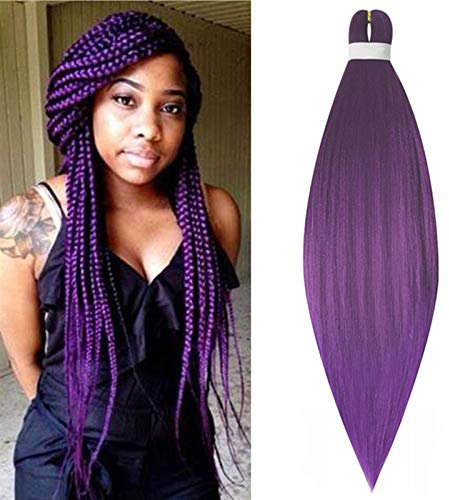 26 Cybelleza Pré-étirées Tressage de Cheveux EZ Pre Stretched Braiding Hair Yaki Professionnel Synthétique Africaine Crochet Twist Extension de Cheveux Ombre 1 Pièces, Violet