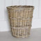 Round Wicker Waste Paper Bin Basket Grey and Buff Rattan