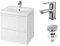 VBChome Waschtischunterschrank Set 50 cm – Komplettes Badmöbel-Set mit Keramik Waschbecken, Softclose-Türen – Waschbeckenunterschrank mit Wasserhahn & Ablaufgarnitur, Weiß, Modern & Platzsparend