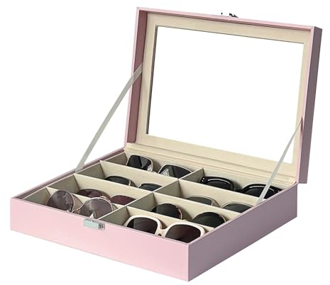 UnionPlus Brillen-Organizer mit 8 Fächern, aus Kunstleder, rose, Large