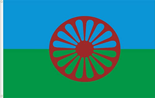 DRAPEAU GITANE. MOUVEMENT ROMA (GITANA) INTERNATIONAL QUALITÉ SATIN 90D. DIMENSION 150X90