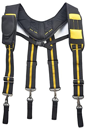 Tool Belt Suspender, Heavy Duty Work Braces Hanging Tool Bag Suspenders Portable Tool Carrying Suspension Rig with Phone Pocket Adjustable Strap, for Electrician Carpenter