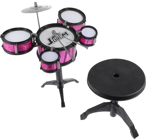 Milisten Kinder Schlagzeug Kleinkind Spielzeug:Jazz Schlagzeug Set 5 Trommeln mit Hocker Mini Band Rock Set Musikinstrumente Spielzeug Geschenk für Anfänger Jungen Mädchen