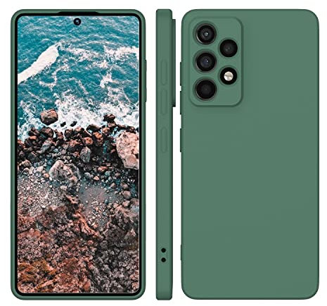 ORDA Silikon Case, Hanyhülle für Samsung A53 Case Ultra Dünn mit Microfiber, Kameraschutz und Bildschirmschutz, Kratzfeste Hülle für Samsung Galaxy A53 5G 2022 Matt Grün