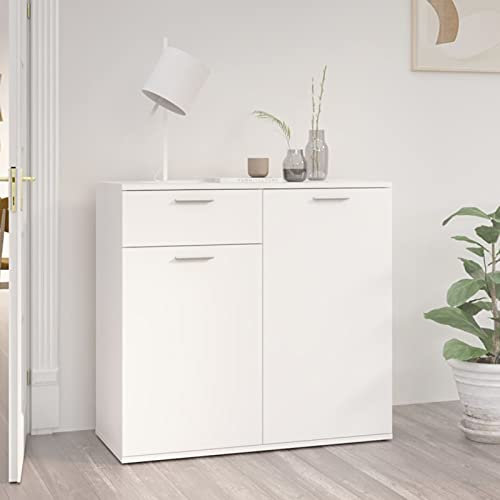 Leepesx Sideboard, Aufbewahrungsschrank, Dielenschrank, Flurschrank, Beistellschrank, Schrank, Anrichte, Weiß 80x36x75 cm Spanplatte