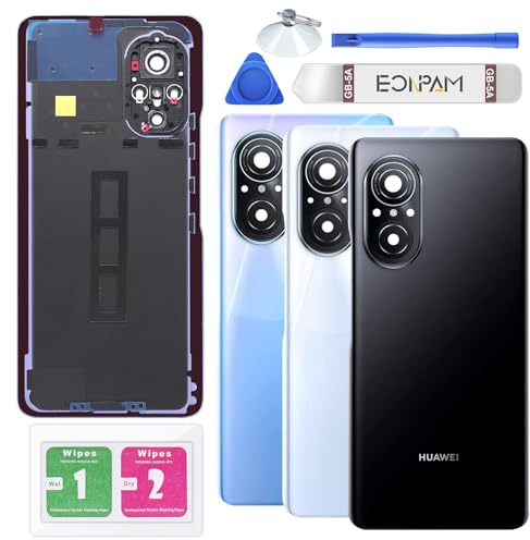 Eonpam Akkudeckel für Huawei Nova 9 SE JLN-LX1/LX3 Schwarz | Backcover Original Qualität Rückseite Akkudeckel Rückseite Glas Back Glass Backcover Glas mit Kameraglas Reparatur Set.