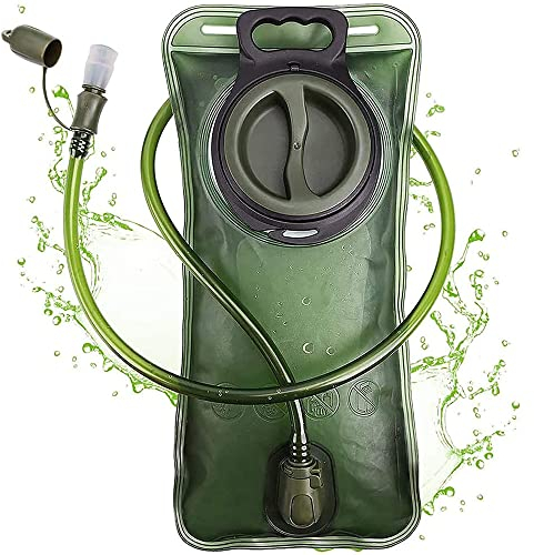 Swygoo 2L Premium Trinkblasen, BPA-freies Wasserblase für Rucksack, Militärische Trinksack mit Schlauch, Tragbares Trinkrucksack für Outdoor-Wandern, Camping, Laufen, Radfahren,Motorrad (Grün)