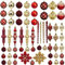 Weihnachtskugeln Weihnachten Deko Set,30 Stück 60mm Kunststoff Weihnachtsbaumkugeln mit Aufhänger Weihnachtsbaum für Weihnachten Christbaumschmuck Weihnachtsbaumschmuck (Rot Gold)