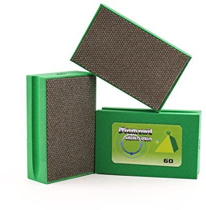 Diamond Hand Polishing Pads 60 Grit Sanding Blocks Foam Backing for Tile Stone Marble Concrete Ceramics Granite Glass Wet Dry 3PCS¡