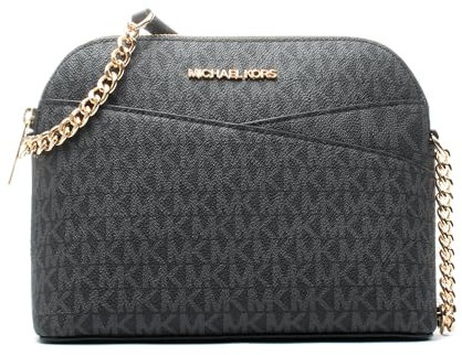 Michael Kors Jet Set Sac à main en cuir avec bandoulière - Taille M, noir/noir