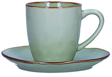 Set Espressotasse mit Untertasse Concerto Espresso Tasse italienisch Steinzeug mediterraner Italien Retro Stil 90ml (Te Verde/Grün)
