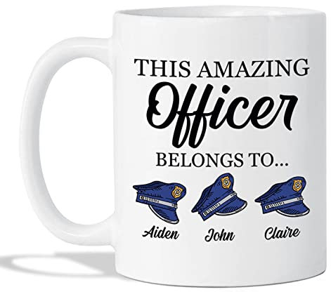 Cenluxy Mug personnalisé de police, cadeau d'application de la loi, mug « This Amazing Officer Belongs To », tasse de policier, cadeau pour policier/application de la loi, cadeau de police, tasse
