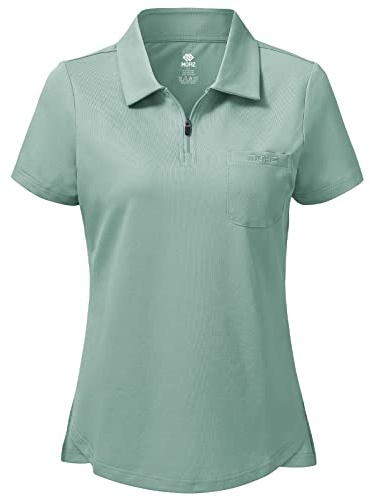 Baumwolle Poloshirts Damen Kurzarm Polohemden Atmungsaktive Polo T Shirts Top Grün L
