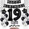 Schwarz Weiß Luftballons 19. Geburtstag Dekoration,Geburtstagsdeko 19 Jahre Junge Mädchen Tortendeko 19 Geburtstag junge Ballons 19. Junge Happy Birthday 19 Jahre Junge deko