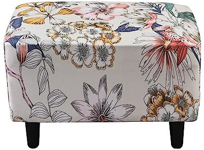 XHDZSW Ottomane Schonbezug, Hockerbezug, Stretch Bezug Ottomane Abdeckung, Hocker Husse für Fußhocker Rechteckig, Überzug Hocker Protector (Bunt)