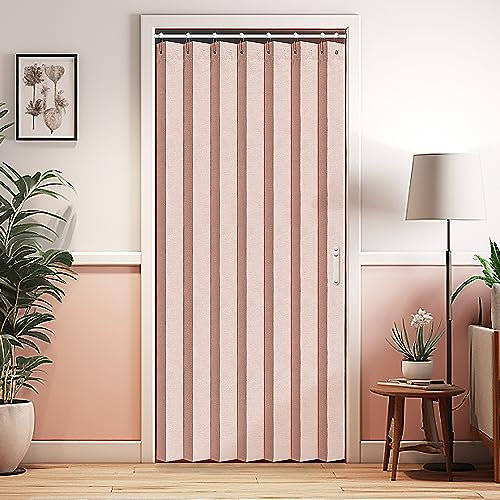 Vatge Doorway Curtains Accordion Pink for Girls' Room Door, Closet Doors, 80 Inch Long Privacy Panel for Room Divider and Open Closet, W39 x L78, With Tieback