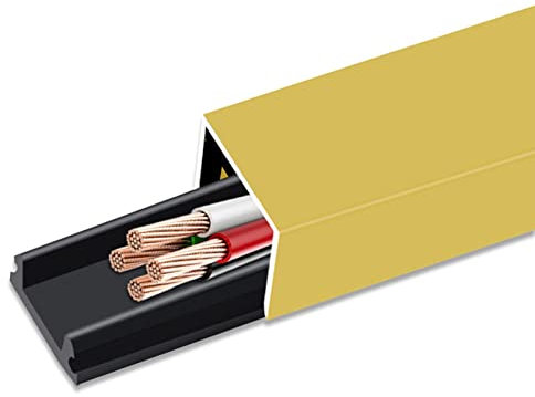 LOHXA Floor Wire Protector, Wall Cable Concealer Kit/Tv Cord Hider For Work Area, Wide 20Mm/ 35Mm Cords Management Cover With Tape And Channel/Gold/Width 20Mm