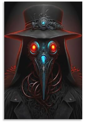 LBLmoney Plague Doctor, modische Wandkunst, Make-up-Wanddekoration, Leinwanddrucke, Poster, buntes Bild, Wanddekoration für Mädchen und Frauen, Raumdekoration, 20 x 30 cm