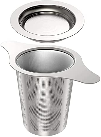 ,Tea Strainer Double Handle Tea Maker with Cover Stainless Steel mesh teapot Loose Tea Seasoning Screen