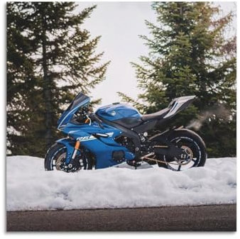 UNSGA Motorrad-Poster R6, blaues Rennmotorrad, Sportbike-Poster, dekorative Malerei, Leinwand, Wandposter und Kunstdruck, moderne Familienschlafzimmer-Dekoration, Poster, 30 x 30 cm