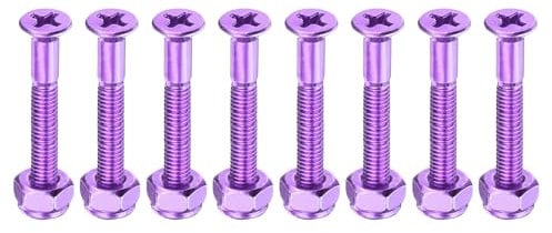 PATIKIL Skateboard Montage-Hardware 1,25, 8 Stücke Karbonstahl Skateboard Schrauben Bolzen & Muttern Flachkopf für Cruiser, Lila