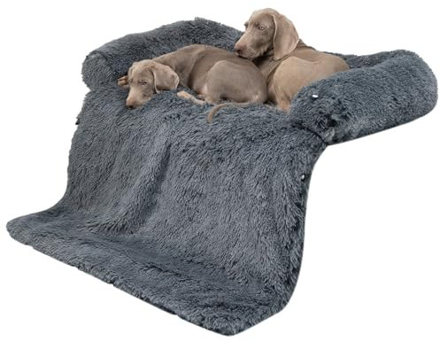 Mora Pets Hundebett Plüsch Sofaschutz Hund Hundedecke Sofa Couch Sofaschoner für Hunde wasserdicht & antirutsch Hundekissen für mittelgroße Hunde, L 89 x B 112 x H 15 cm (4-in-1)