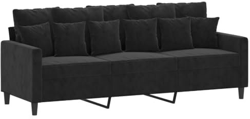 ULUYYUC Schlafsofa Sofas & Couches Schlafcouch Ecksofa - 3-Sitzer-Sofa Schwarz 180 cm Samt für Party Garten Terrasse Lounge