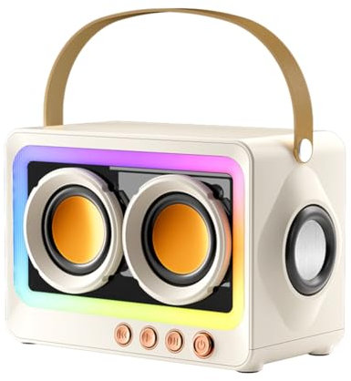 ferater Haut-Parleur de Caisson de Basses Bluetooth Portable sans HiFi Sound Audio Box Mini Haut-Parleur Mp3 sans Bluetooth Blanc Crème