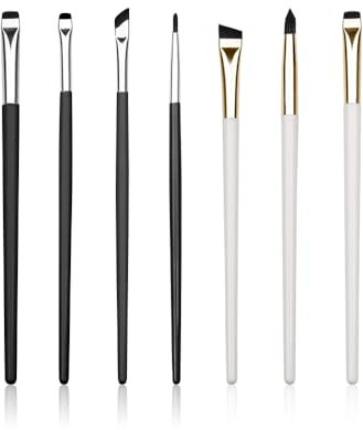 FDEETY 7 Piezas Brochas Maquillaje Ojos Profesionales Anguladas Precisión Delineador Cejas Sombras Acabado Perfecto