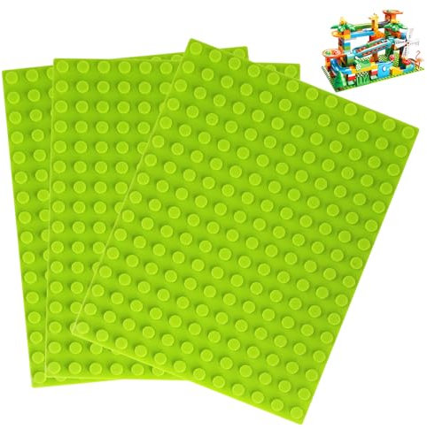 3 Stück Große Bauplatte Kompatibel Bausteine Grundplatte, Große Bauplatte Kompatibel mit Duplo Platte Lego Duplo Platte, 25.5 x 19 cm Baseplate Grün Classic BAU Platte Basic Platten