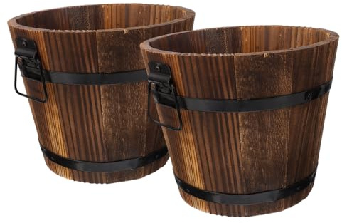 Toyvian Holz Blumentopf 2 Stück, Kleiner Holzeimer für Sukkulenten, Kaffee | Pflanzkübel, Vintage und Schlicht, für Garten und Balkon, 2stücke