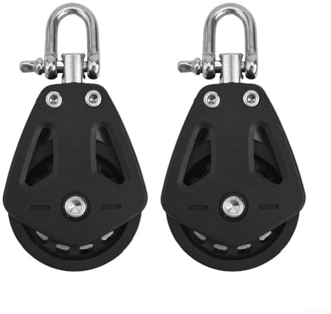 2 Pack 10mm Single Pulley Block, 460KG Heavy Duty Nylon Pulley Roller, Low Friction Marine Grade Pulley for Sailboat, Yacht, Flagpole, Rigging, Mooring & Industrial Lifting