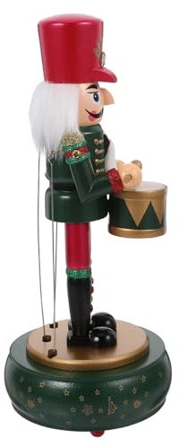 TOPPERFUN Caja de música Cascanueces Mecanismo decoración Largo Figuras de Cascanueces para Centro de Mesa de Navidad Cascanueces de Navidad Adorno navideño de Cristal Madera de Pino