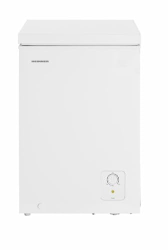 HEINNER HCF-HS95E++ Gefriertruhe (Chest Freezer), 95 L, Energieeffizienzklasse E – Weiß – Kompakte, leise und energiesparende Tiefkühltruhe mit herausnehmbarem Drahtkorb und 5-Jahres-Garantie