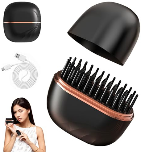 Cepillo Alisador De Cabello, Mini Peine Alisador, Cepillo Alisador De Pelo Inalámbrico Mini, Cepillo Alisador De Cabello Inalámbrico, 3 Temperaturas160°C-200°C, Apta para Todo Tipo de Cabello (M3)