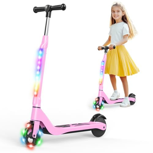SISIGAD E Scooter Kinder für 6-8-10 Jahre Kinderroller | E Roller Kinder 5.3 Zoll, Blinkende LED-Leuchten, 3 Einstellbare Höhe, 45W Motor Max 10km/h, Maximale Belastung 70kg