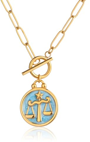 TaYolnFaSo 18 Karat Echtgold überzogene Sternzeichen 12 Sternbilder Halskette Clip Papier Clip Emaille Sternzeichen Schmuck