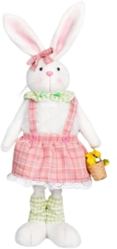 Generisch 2026 Ausziehbarer Osterhase – Höhenverstellbarer Stoffhase mit Karotten-Deko, festliches Osterhaus für Eingangsbereiche, weiche Hasenfigur F (B, 40x20x10cm)