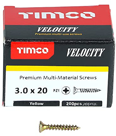 TIMCO Velocity Premium Multi-Use Countersunk Gold Woodscrews - 3.0 x 20 - Box of 200