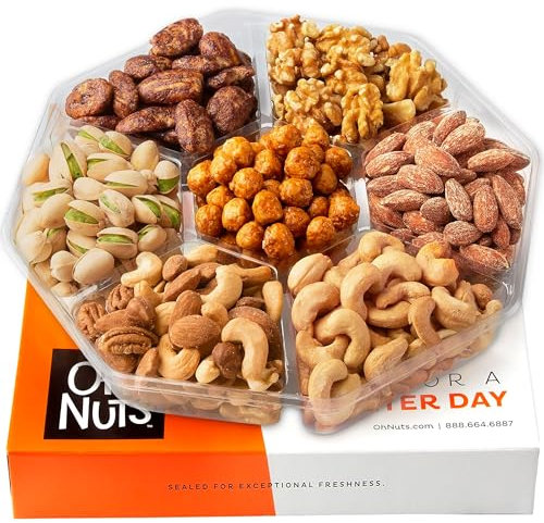 Oh! Nuts® - Cesta de regalo para frutos secos recién tostados, bandeja de regalo de nueces de 6 secciones, bandeja de regalo mediana de Oh! Nuts®