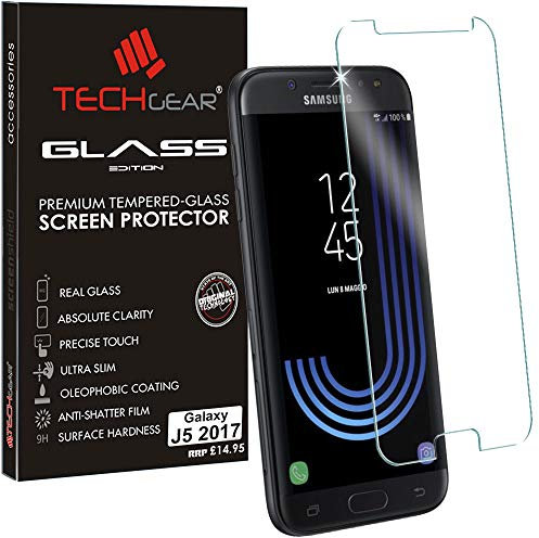 TECHGEAR Galaxy J5 2017 VERRE, Protecteur d'Écran Original en Verre Trempé Compatible pour Samsung Galaxy J5 2017 (Séries SM-J530)