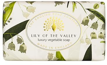 The English Soap Company Vintage Wrapped Soap Bar, Lily Scented Shea Butter Soap, Moisturising for Body, Lily of the Valley Scent 190g