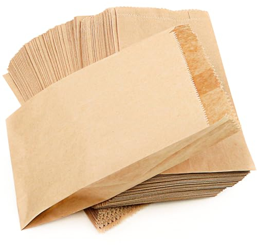RUBY 100stk Braune Papiertüten Klein - 11x20cm Mini Papiertüten Braun Butterbrottüten, Kraftpapier Tüten, für DIY Papiertüten Adventskalender, Geschenktüten Papier, Verpackungstüten