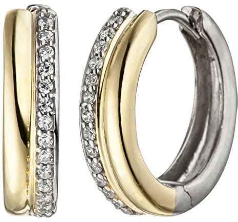 Jobo Damen-Creolen aus 925 Sterling Silber Bicolor vergoldet mit Zirkonia