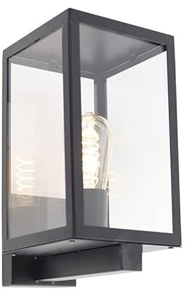 Qazqa Modern außen Wandleuchte, Außenlampe, Wandlampe für den Garten - Rotterdam - Schwarz, max. 60W, Geeignet für LED, 21cm, IP44, Rechteckig